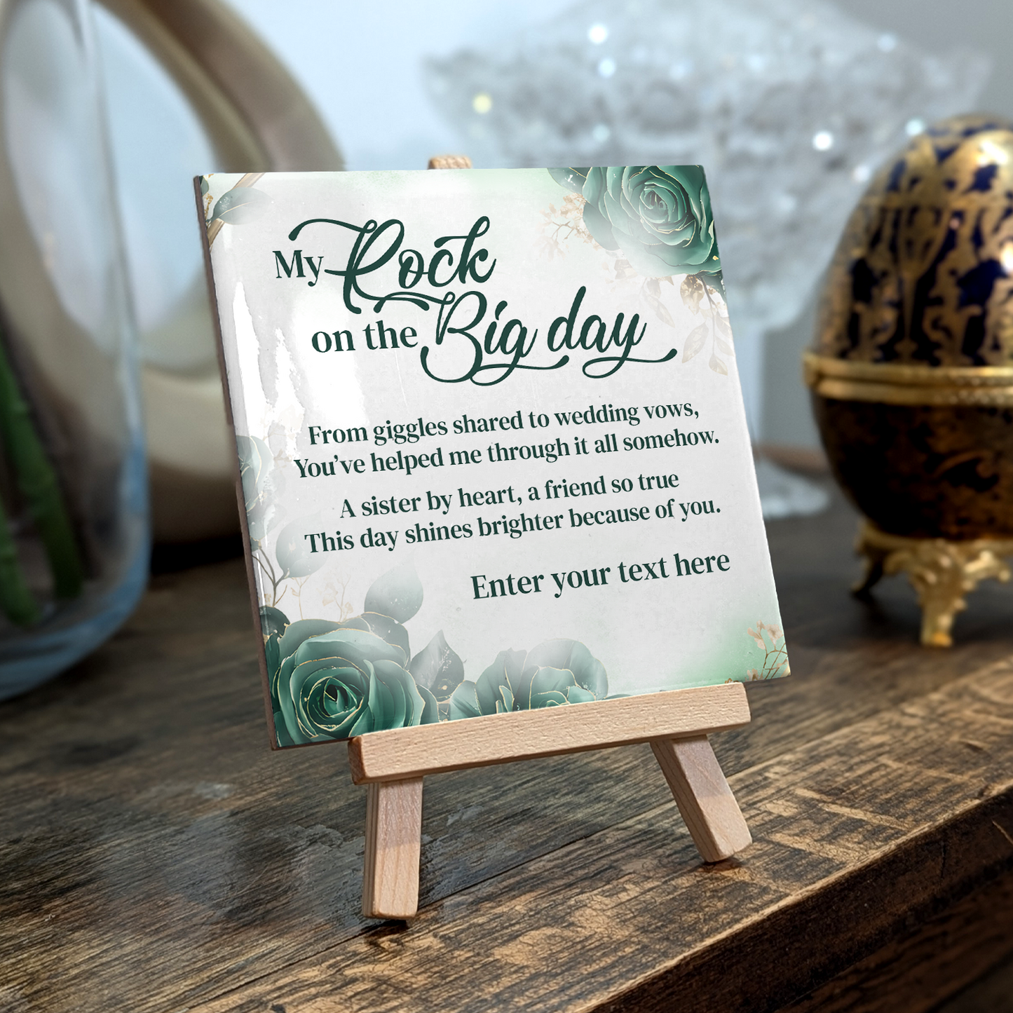 My Rock On The Big Day – Personalised Ceramic Tile with Easel
