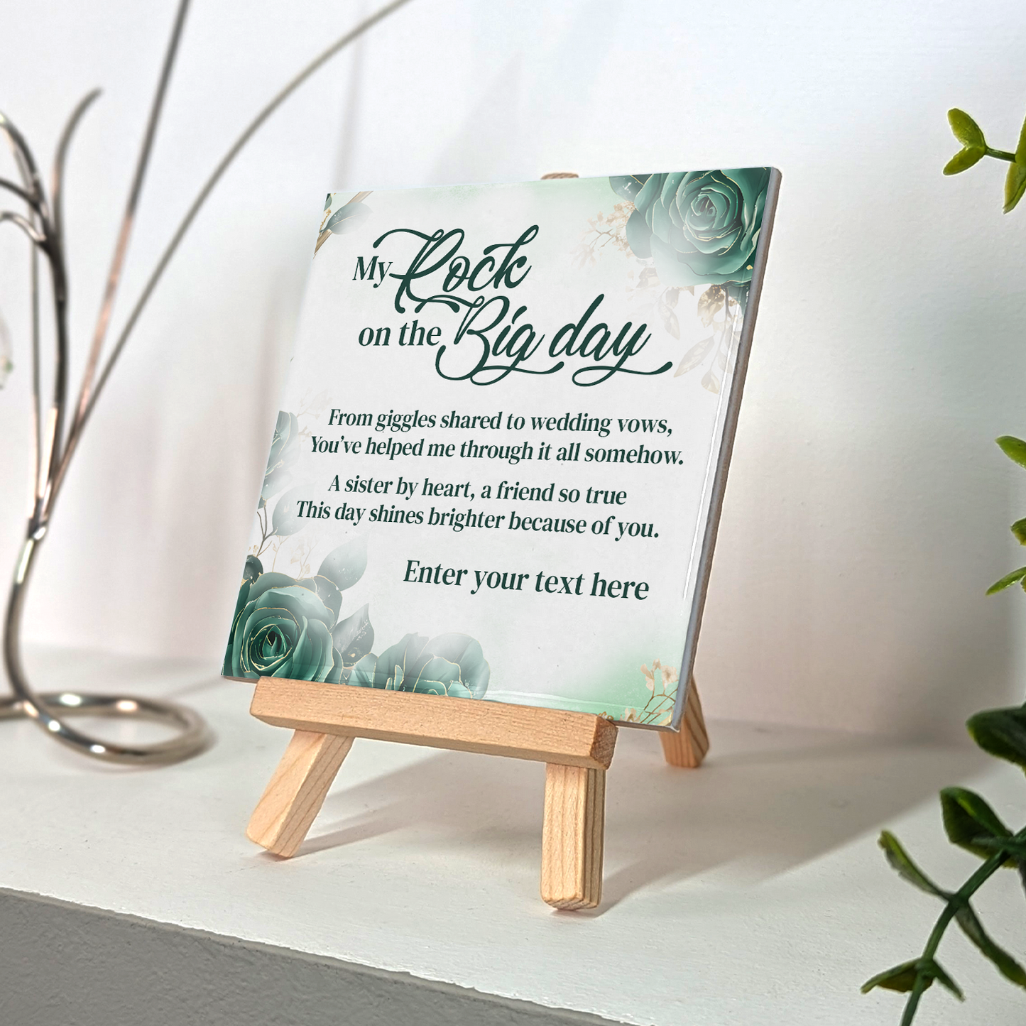My Rock On The Big Day – Personalised Ceramic Tile with Easel