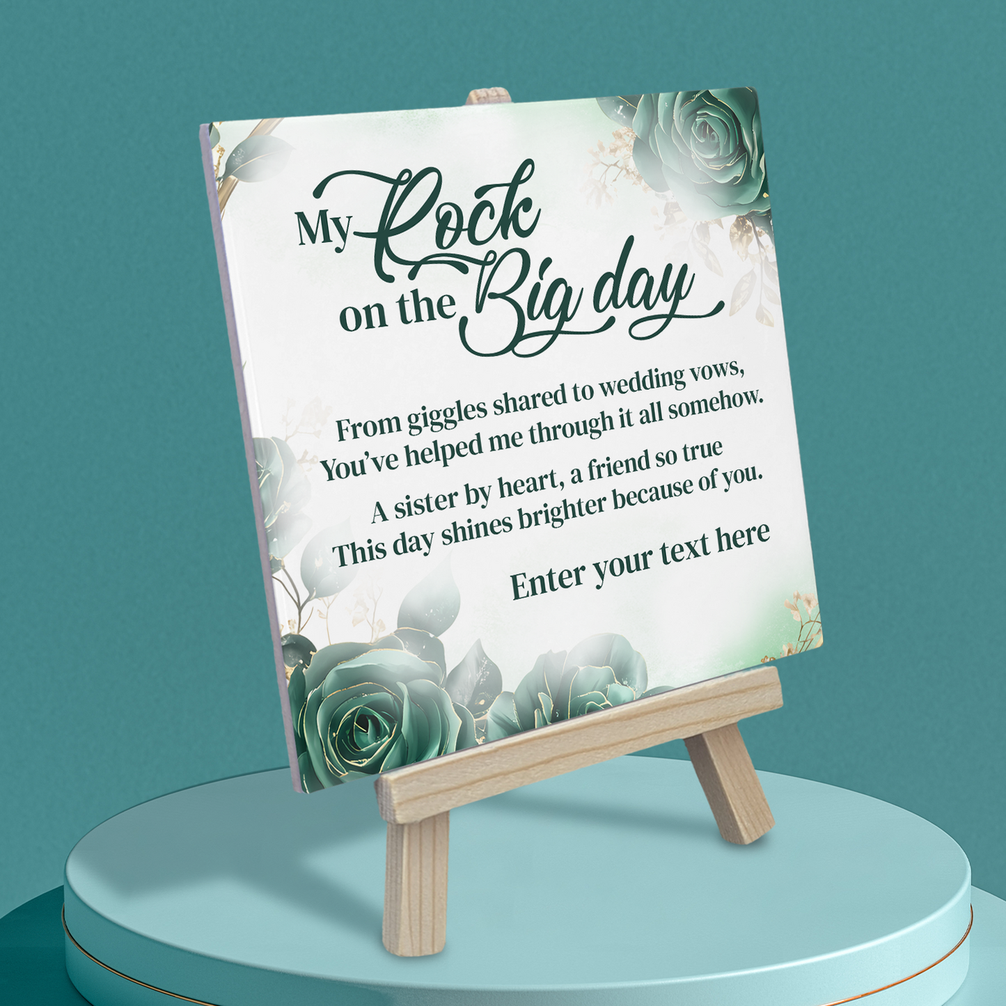My Rock On The Big Day – Personalised Ceramic Tile with Easel