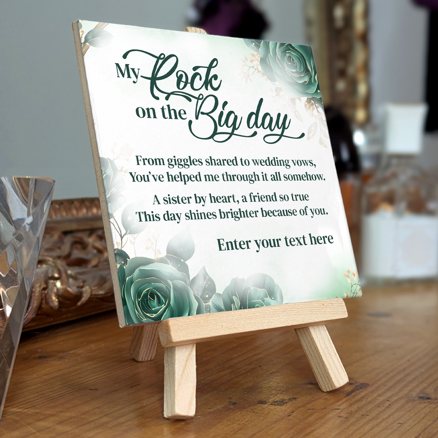 My Rock On The Big Day – Personalised Ceramic Tile with Easel