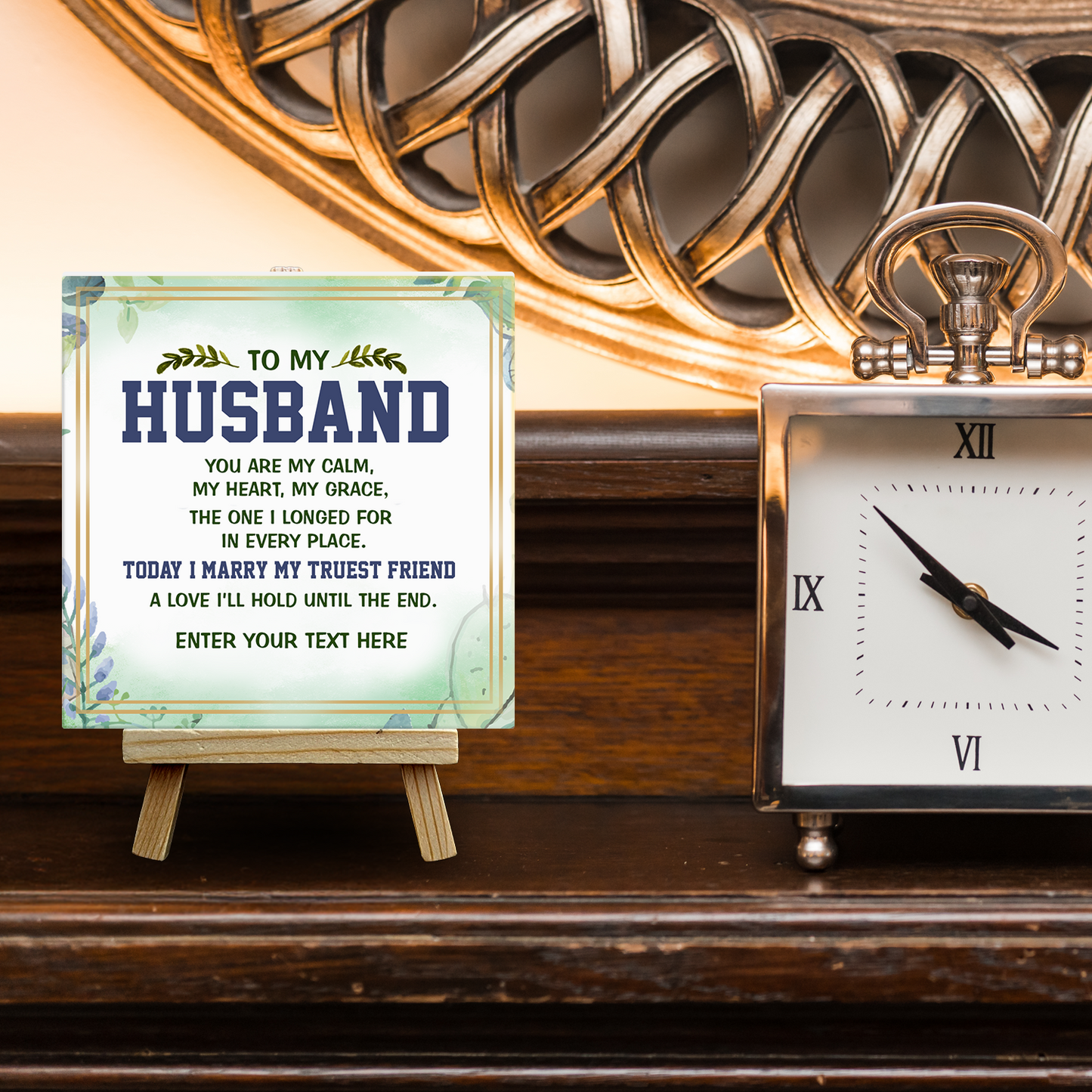 To My Husband – Personalised Ceramic Tile with Easel