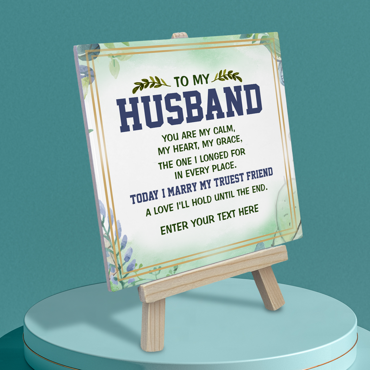 To My Husband – Personalised Ceramic Tile with Easel