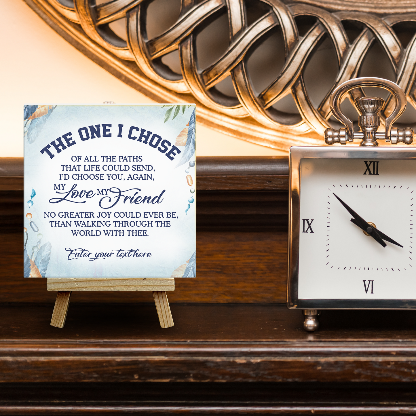 The One I Chose – Personalised Ceramic Tile with Easel