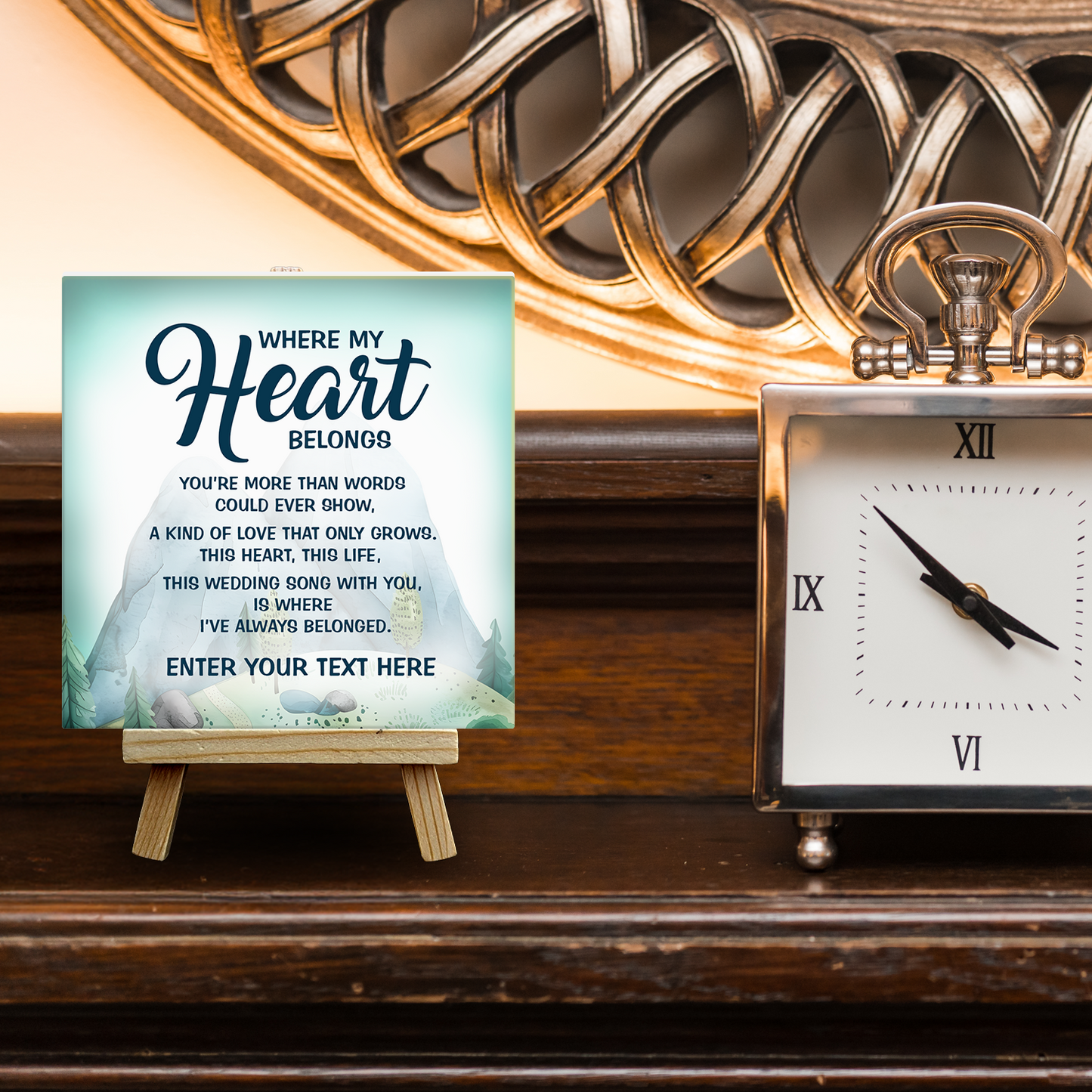 Where my Heart Belongs – Personalised Ceramic Tile with Easel