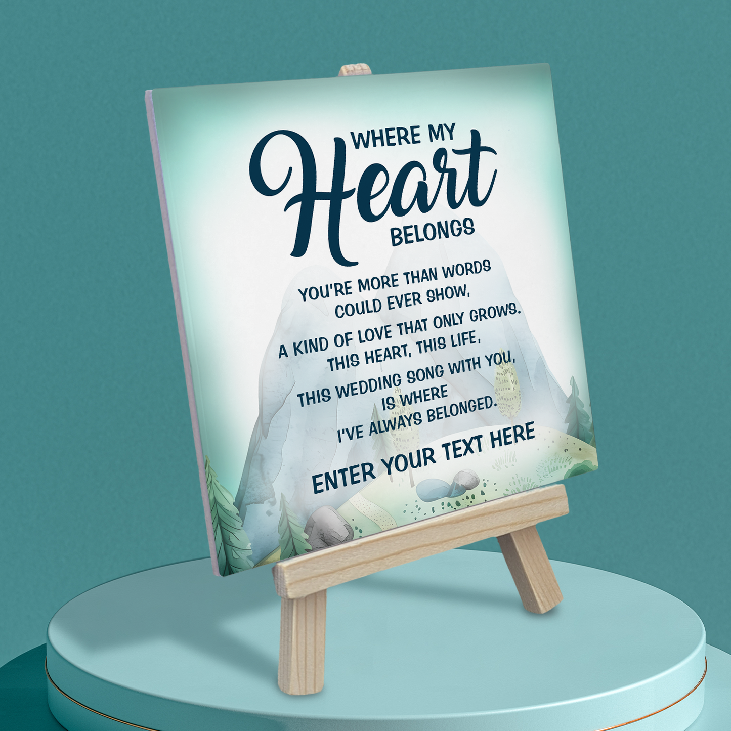 Where my Heart Belongs – Personalised Ceramic Tile with Easel