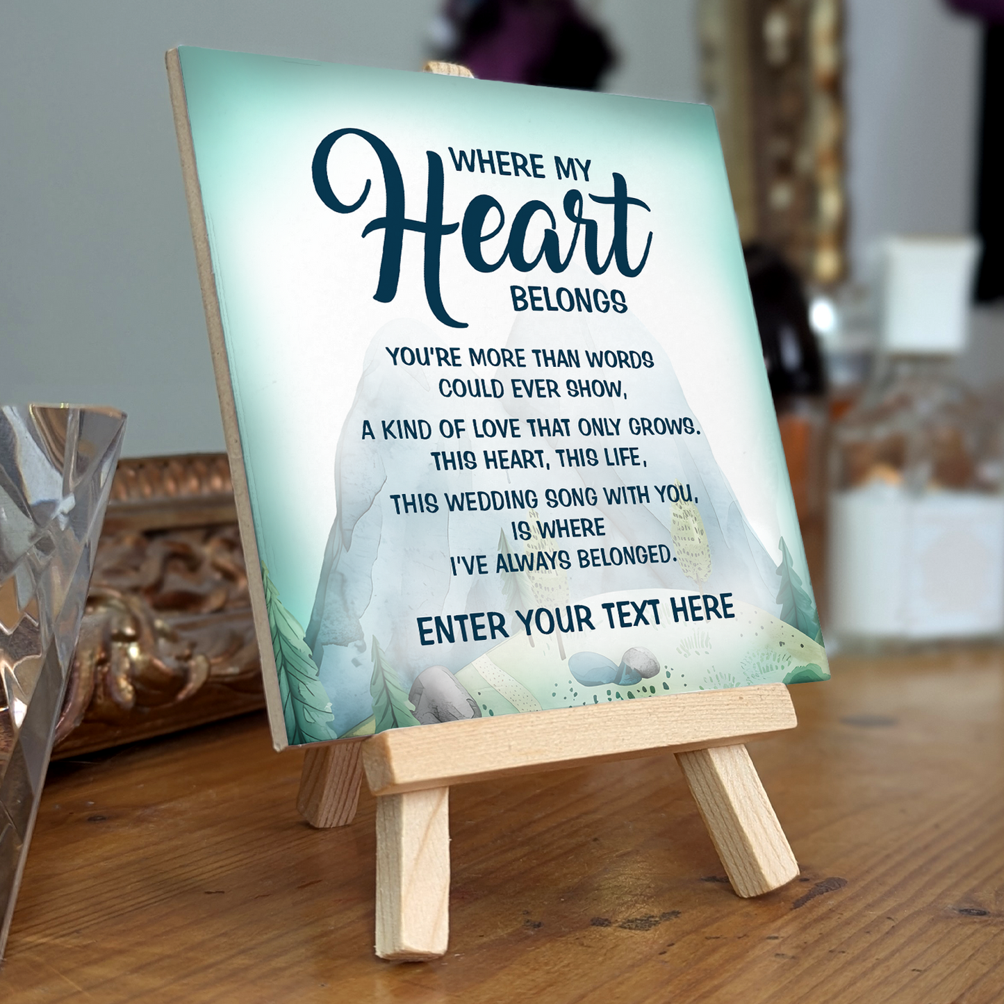 Where my Heart Belongs – Personalised Ceramic Tile with Easel