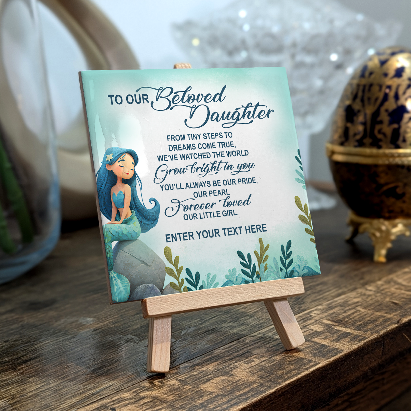 To Our Beloved Daughter – Personalised Ceramic Tile with Easel