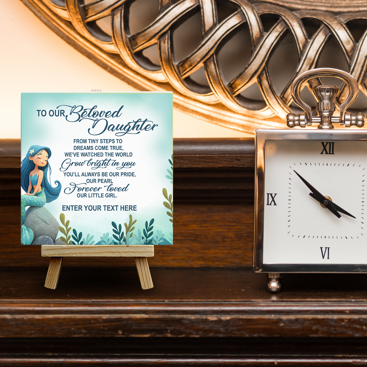 To Our Beloved Daughter – Personalised Ceramic Tile with Easel