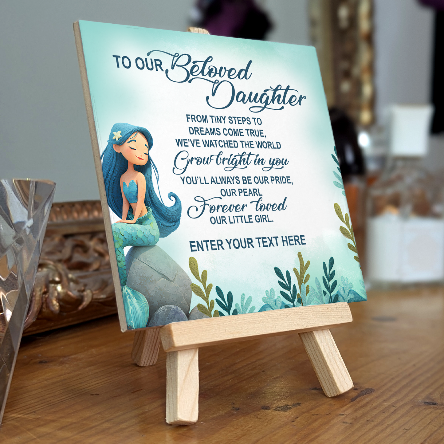 To Our Beloved Daughter – Personalised Ceramic Tile with Easel