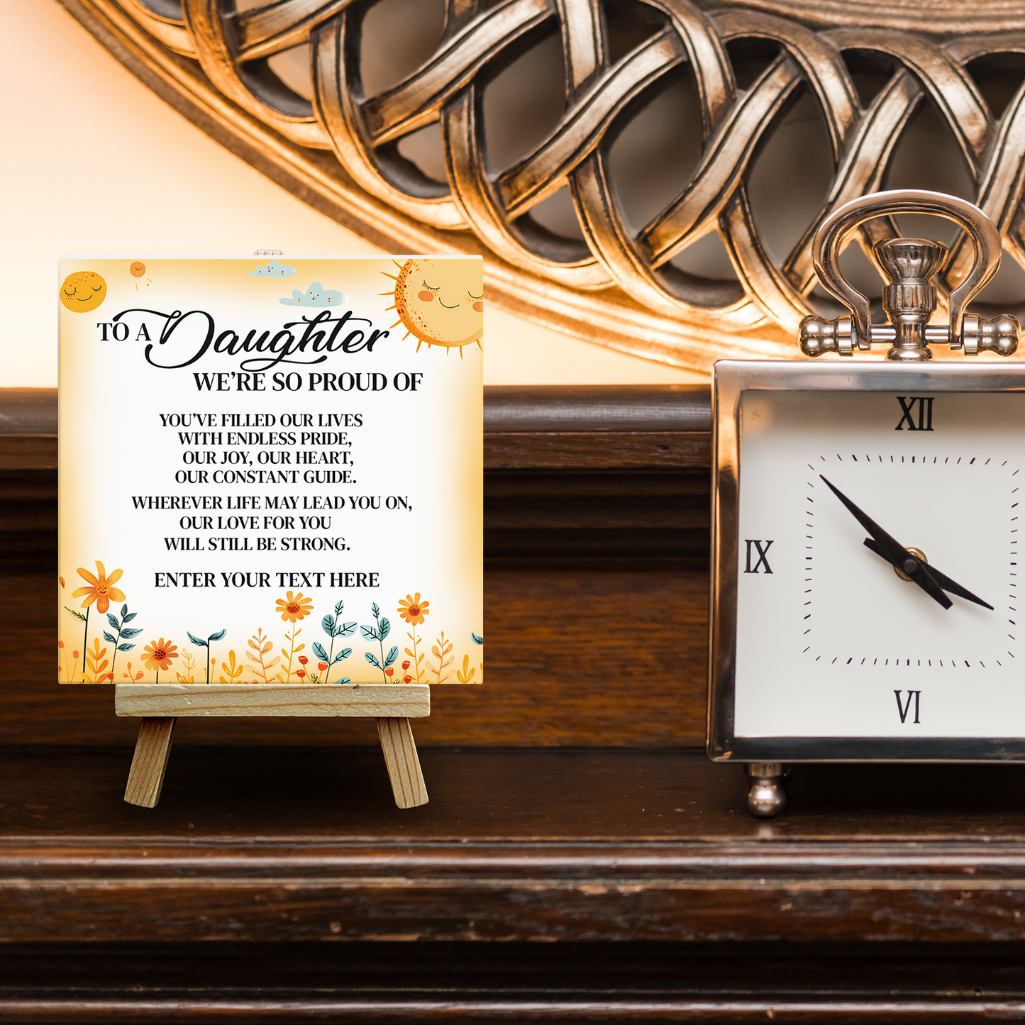 To A Daughter We're So Proud Of – Personalised Ceramic Tile with Easel