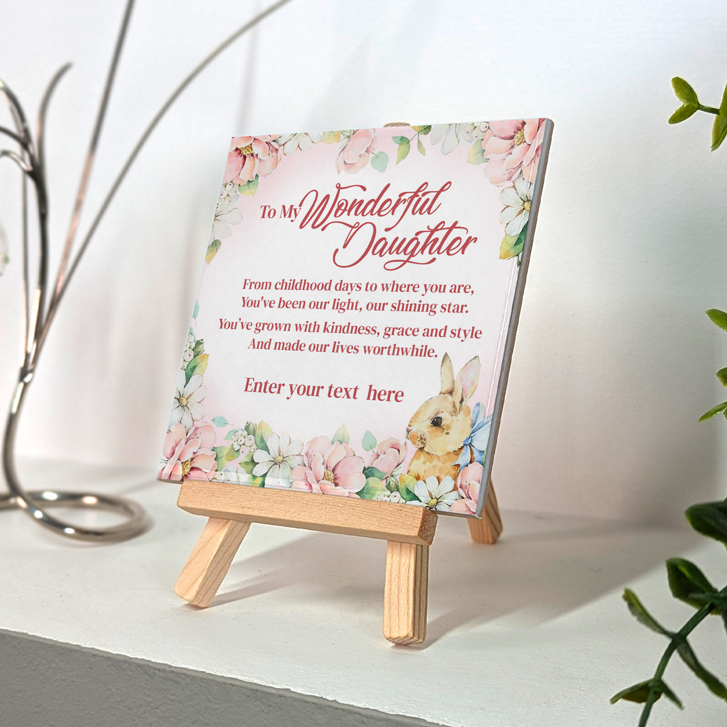 To My Wonderful Daughter – Personalised Ceramic Tile with Easel