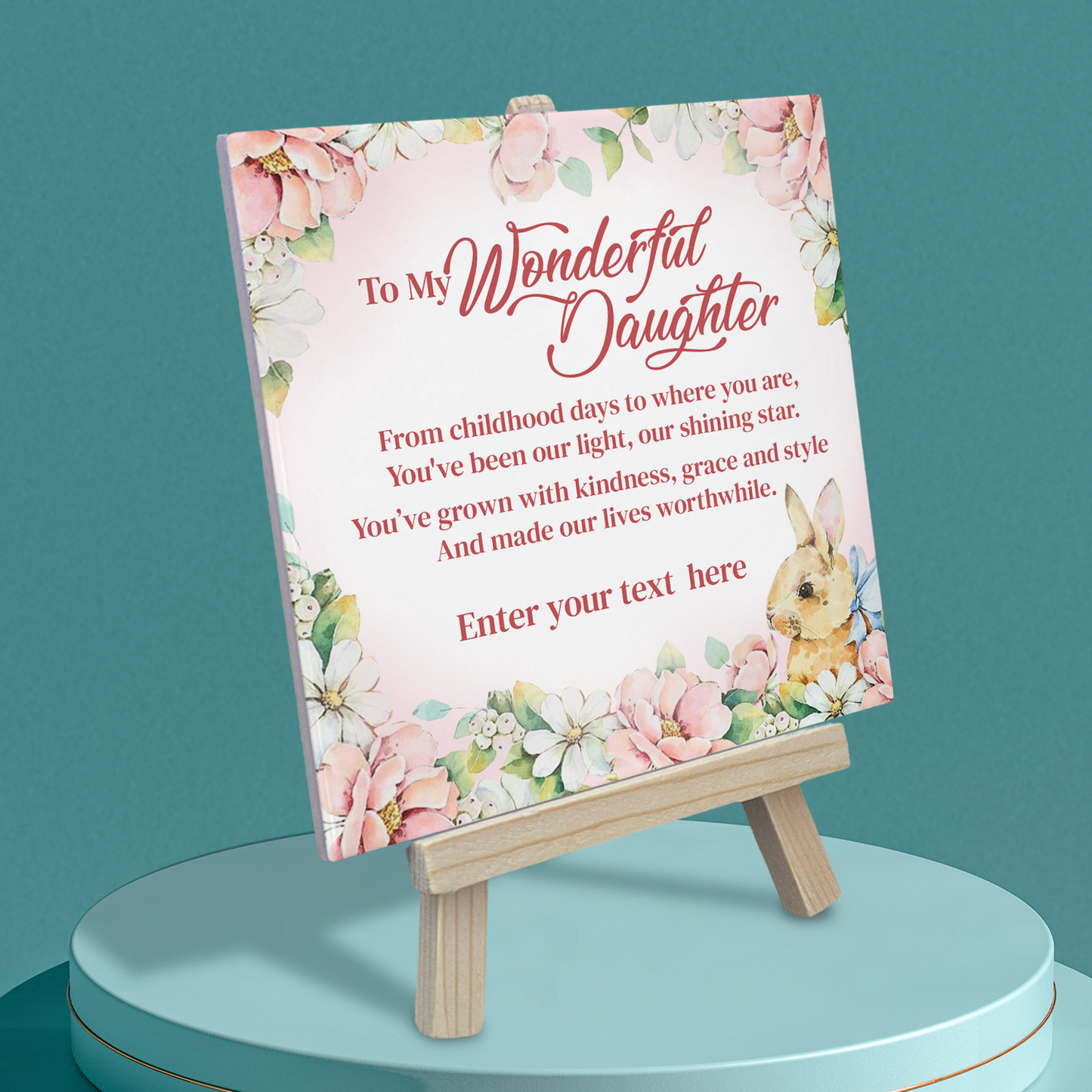 To My Wonderful Daughter – Personalised Ceramic Tile with Easel