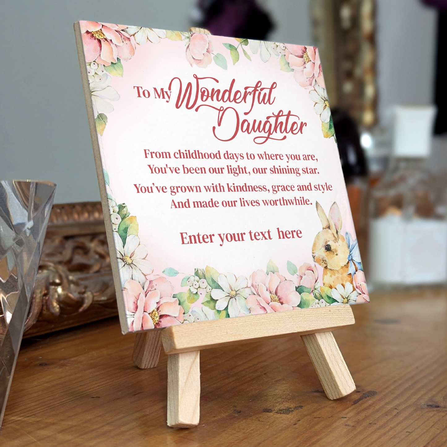 To My Wonderful Daughter – Personalised Ceramic Tile with Easel