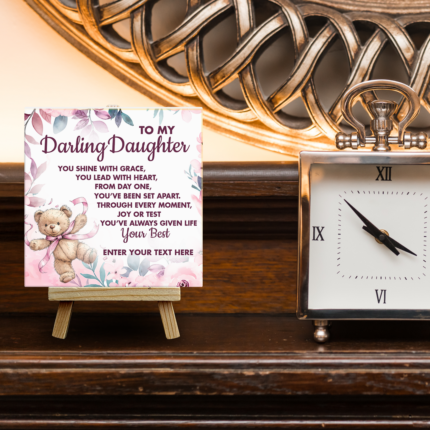 To My Darling Daughter – Personalised Ceramic Tile with Easel