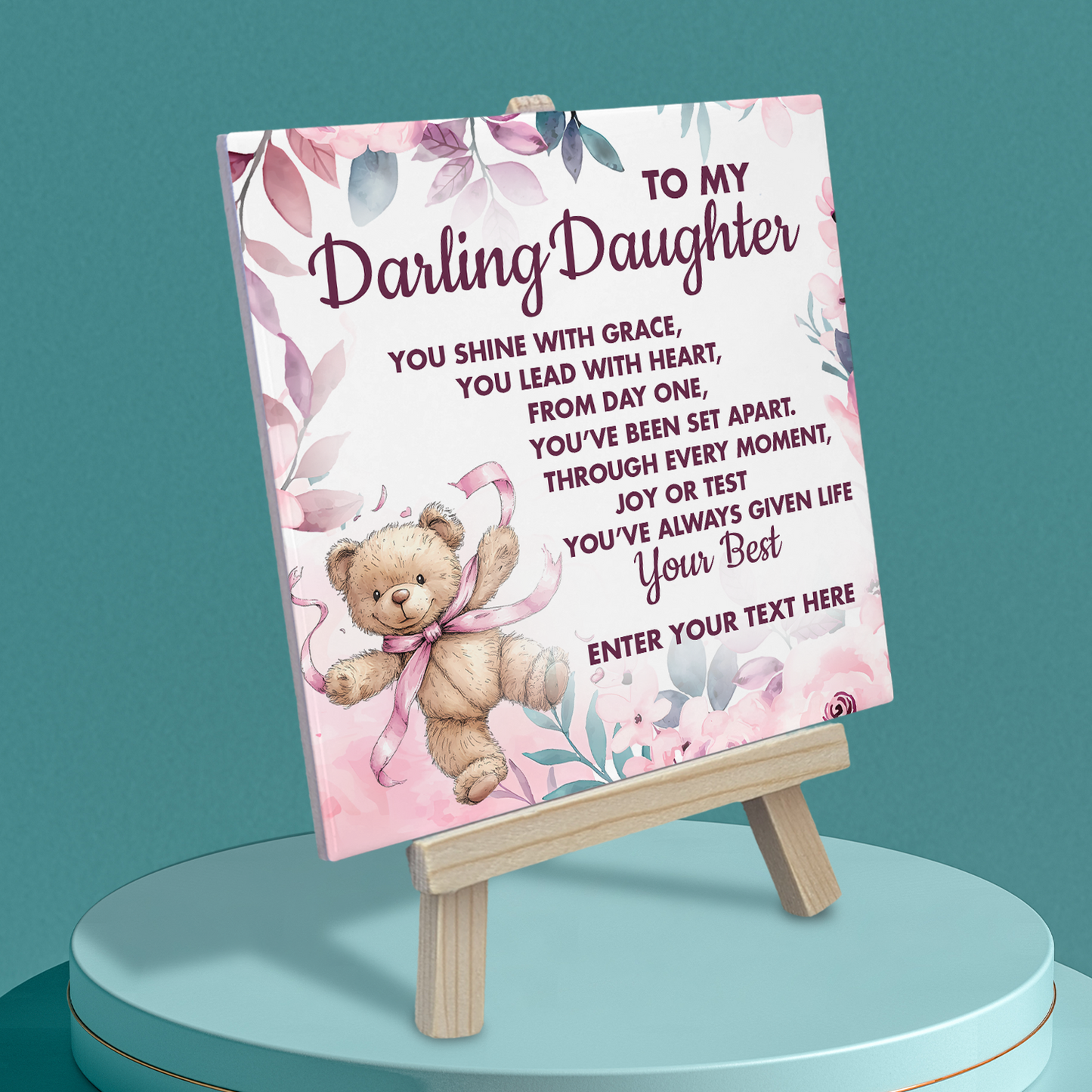 To My Darling Daughter – Personalised Ceramic Tile with Easel