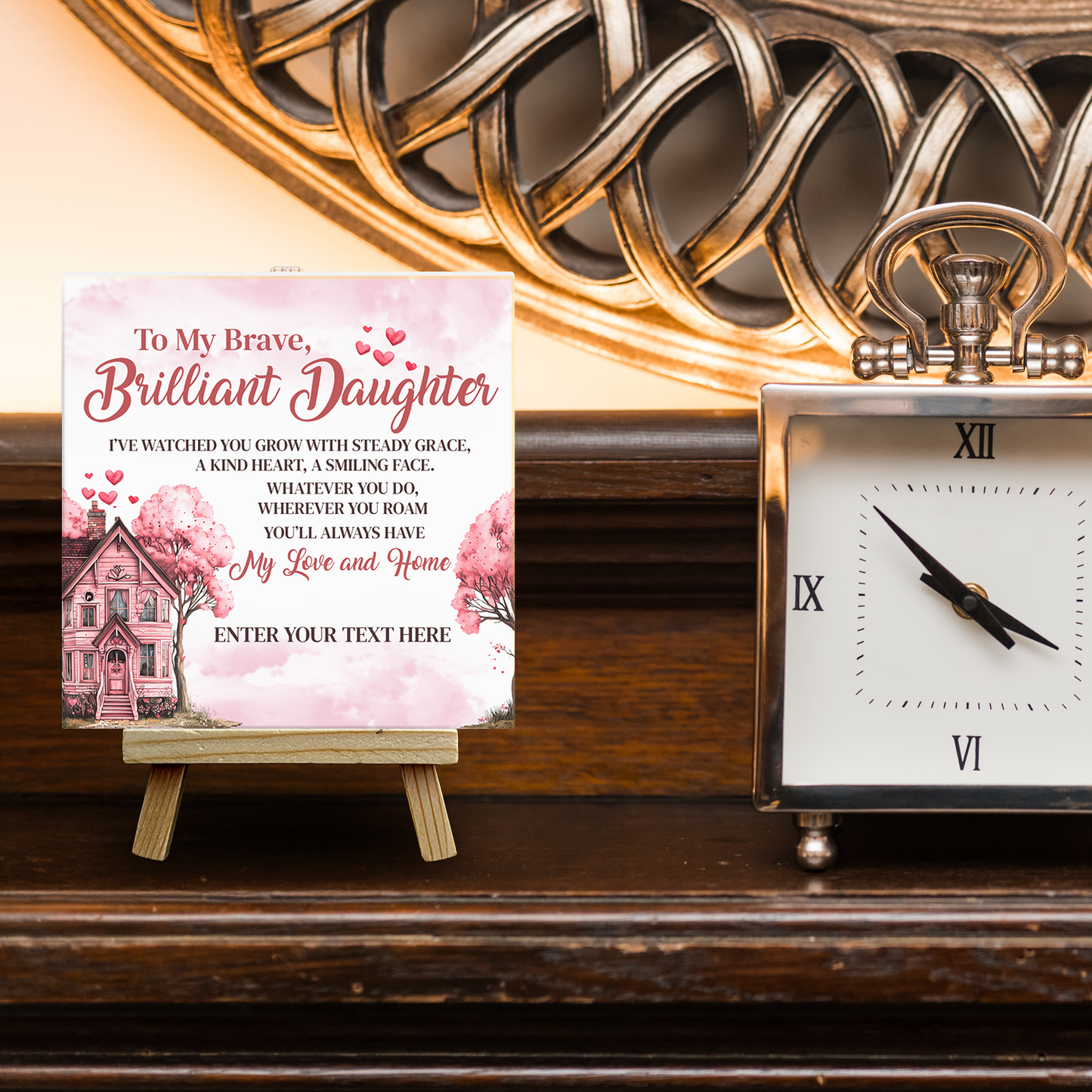 To My Brave Brilliant Daughter – Personalised Ceramic Tile with Easel
