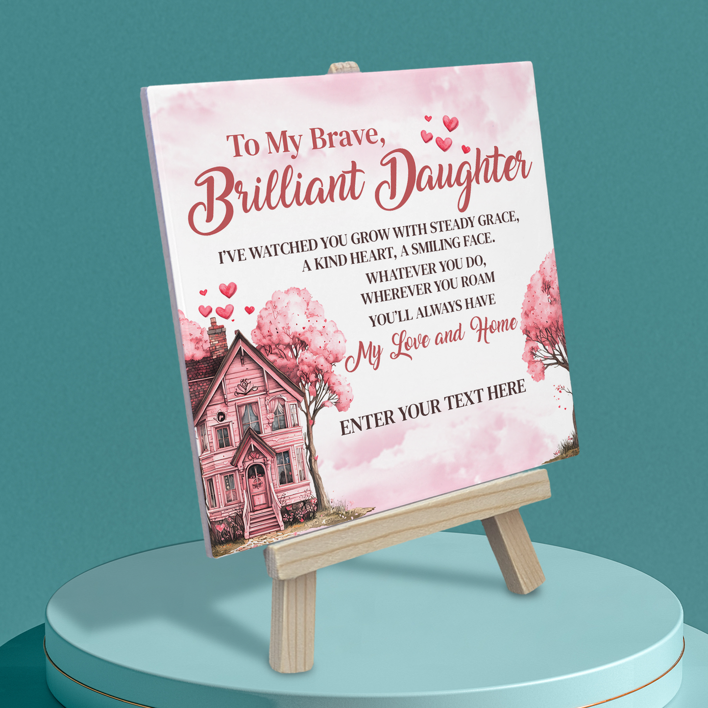 To My Brave Brilliant Daughter – Personalised Ceramic Tile with Easel