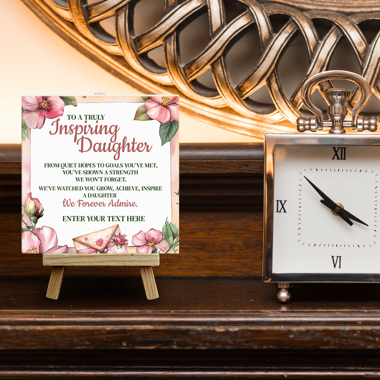 To A Truly Inspiring Daughter – Personalised Ceramic Tile with Easel