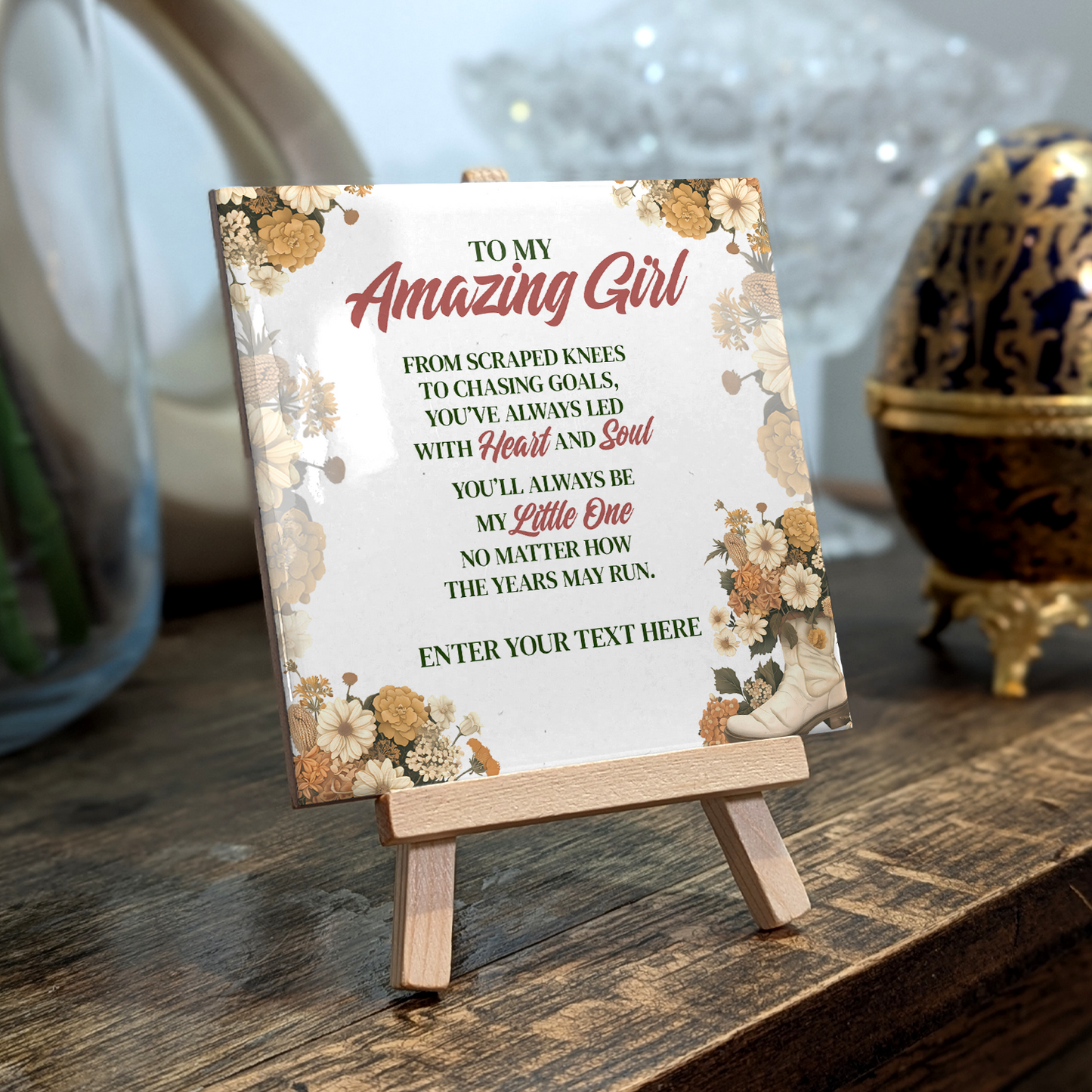 To My Amazing Girl – Personalised Ceramic Tile with Easel