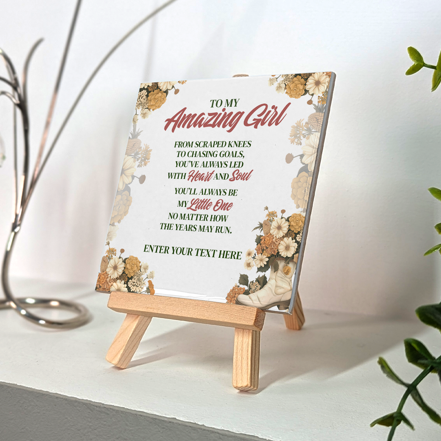 To My Amazing Girl – Personalised Ceramic Tile with Easel