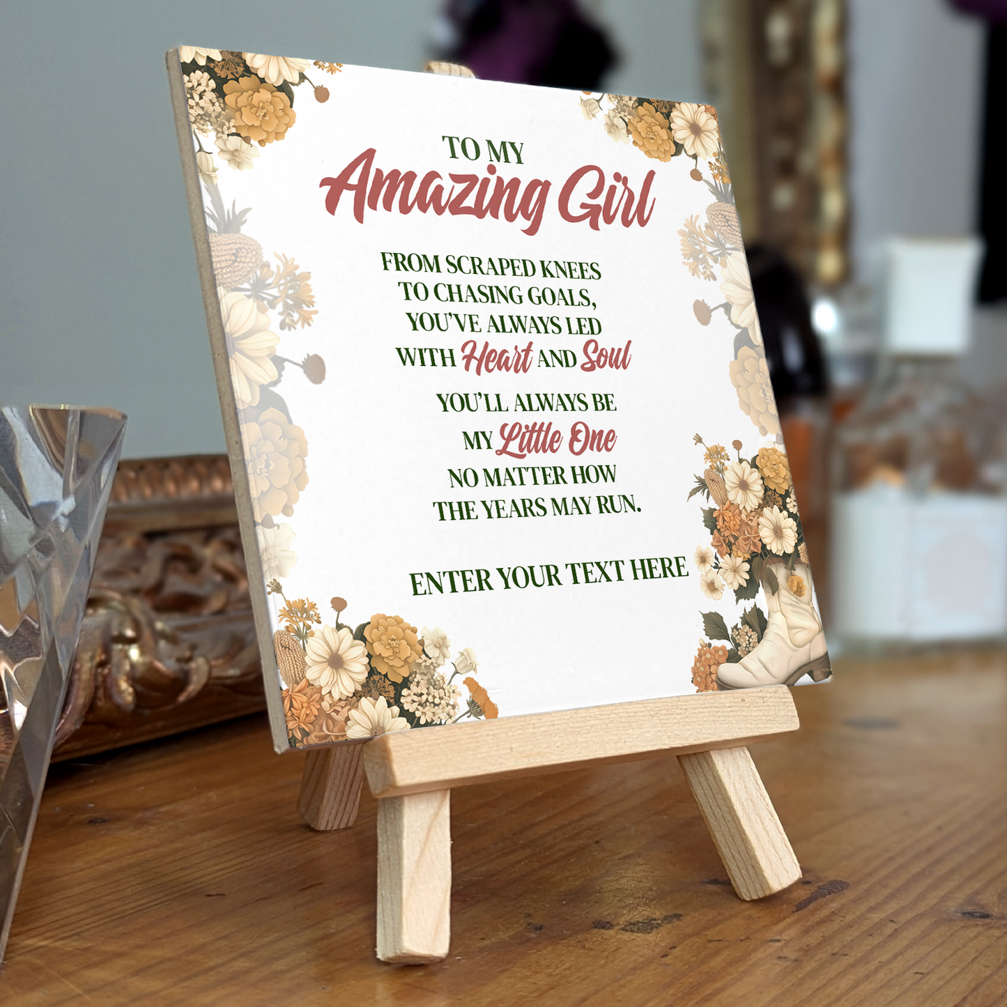 To My Amazing Girl – Personalised Ceramic Tile with Easel