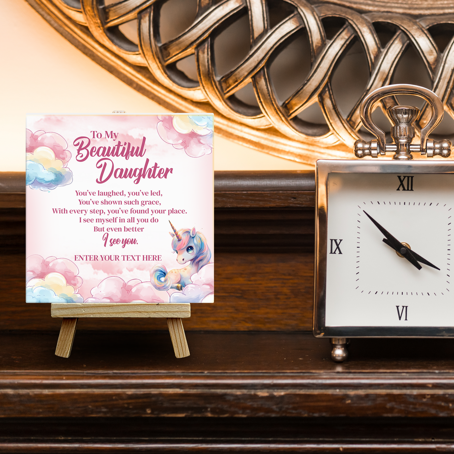 To My Beautiful Daughter – Personalised Ceramic Tile with Easel