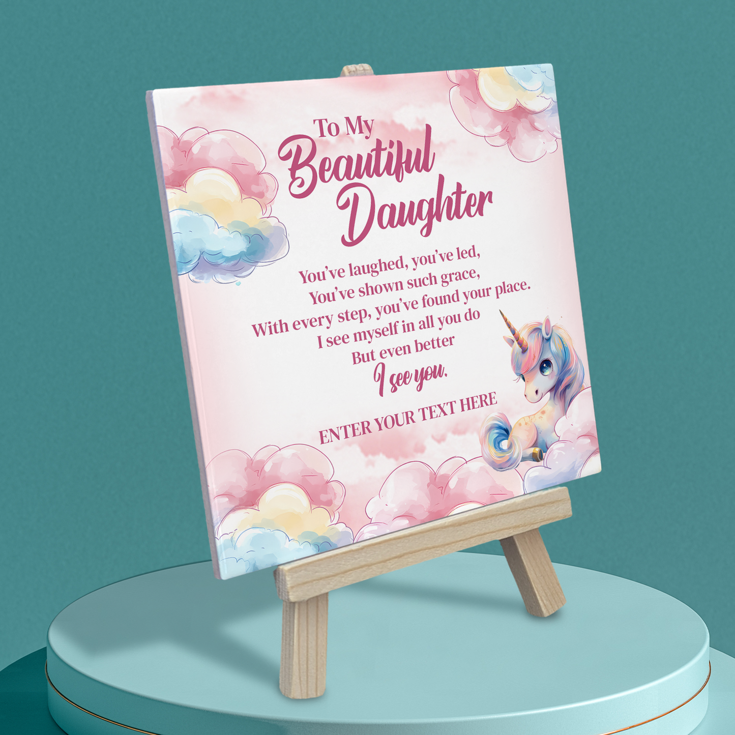To My Beautiful Daughter – Personalised Ceramic Tile with Easel