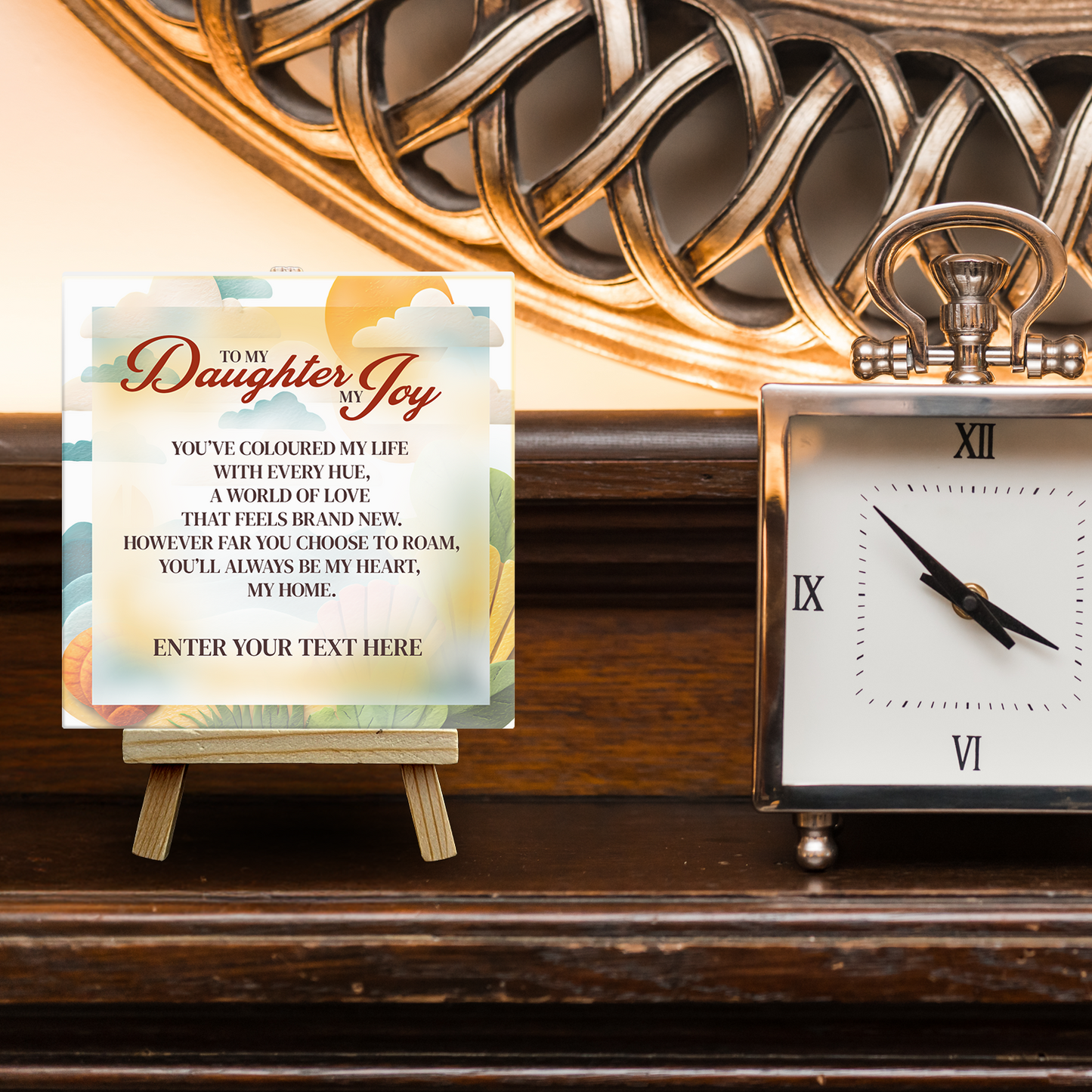 To My Darling Daughter – Personalised Ceramic Tile with Easel