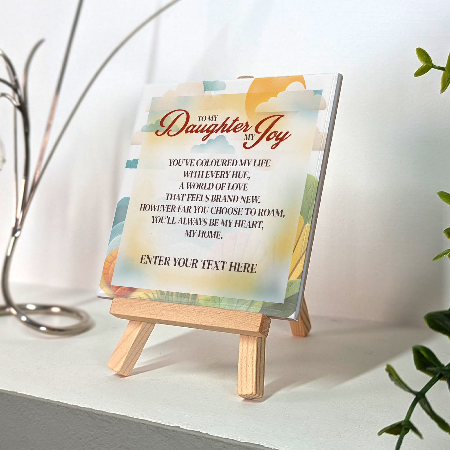 To My Darling Daughter – Personalised Ceramic Tile with Easel