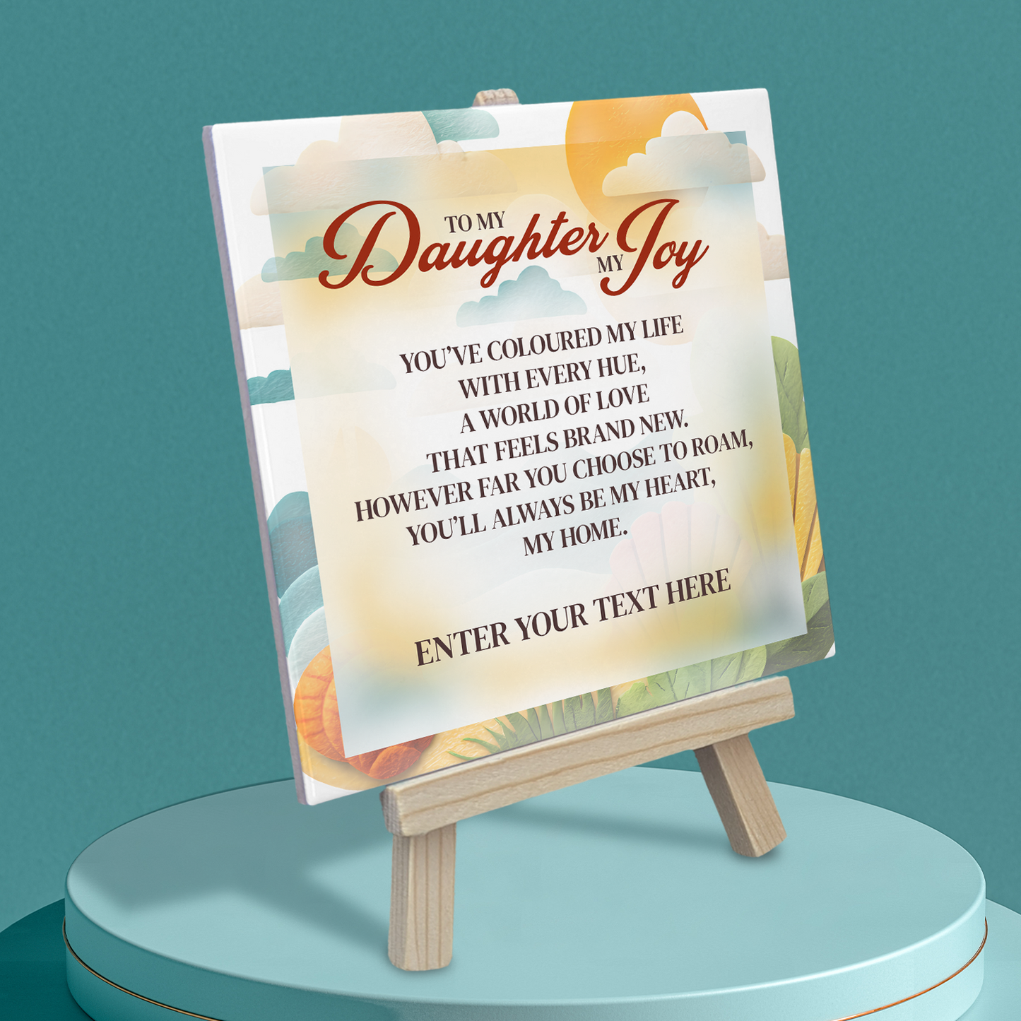 To My Darling Daughter – Personalised Ceramic Tile with Easel