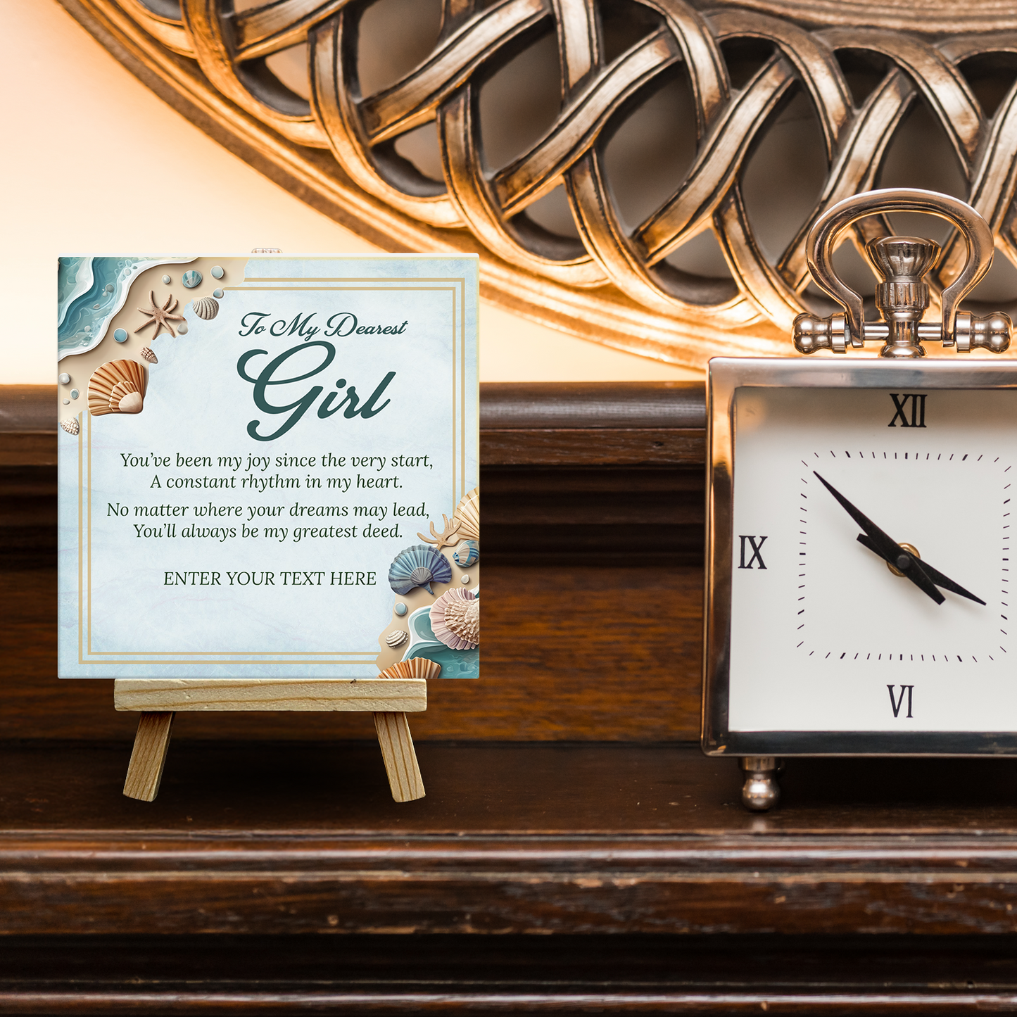 To My Dearest Girl – Personalised Ceramic Tile with Easel