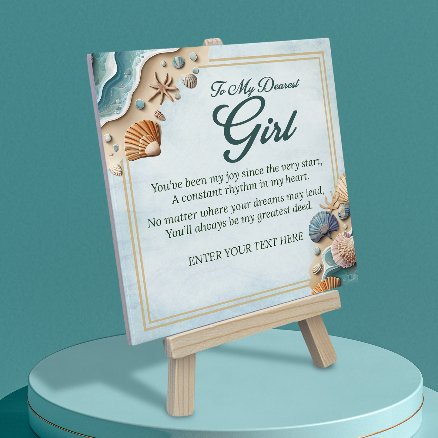 To My Dearest Girl – Personalised Ceramic Tile with Easel