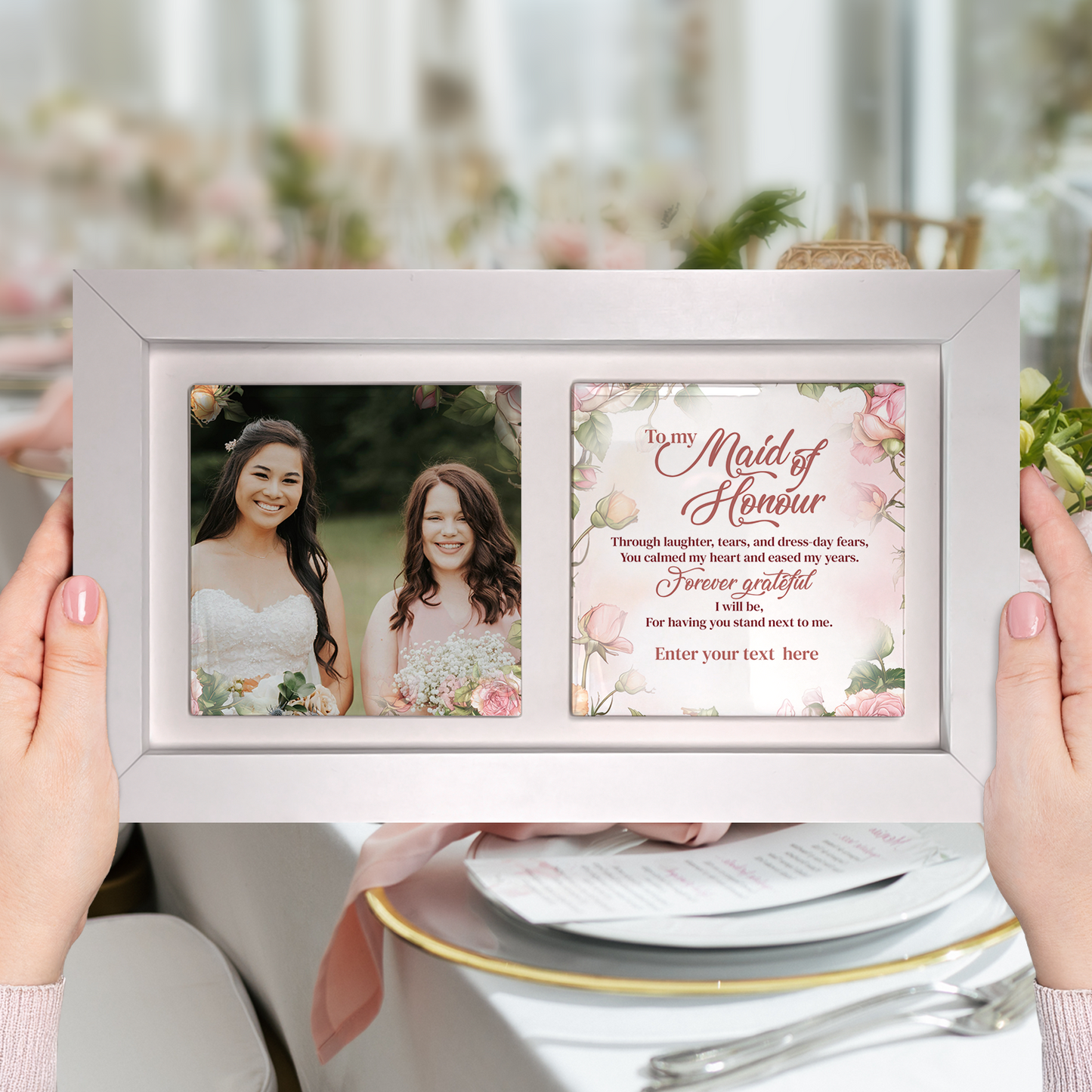 To My Maid Of Honour – Personalised Ceramic Tiles in Landscape Frame