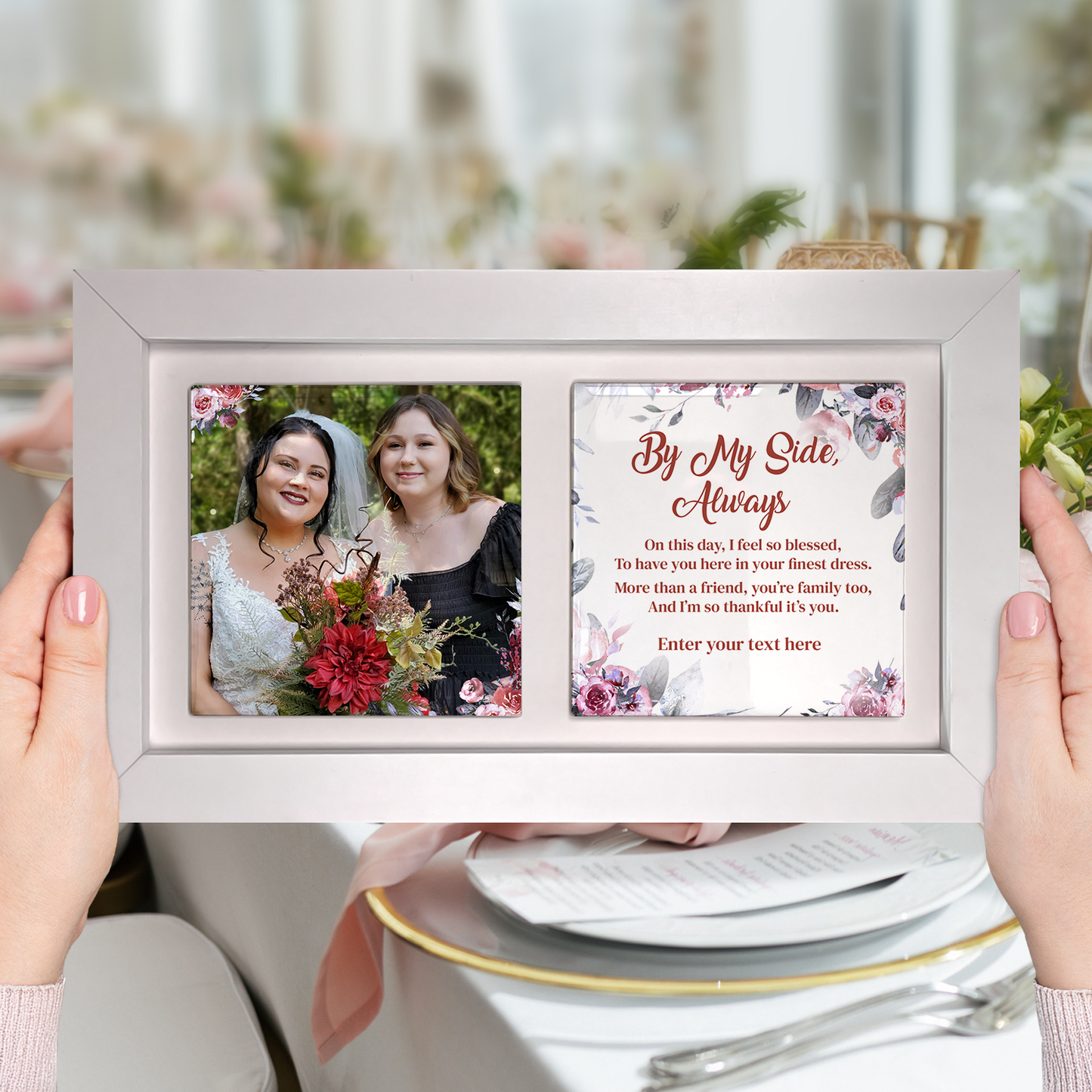 Be My Side, Always – Personalised Ceramic Tiles in Landscape Frame