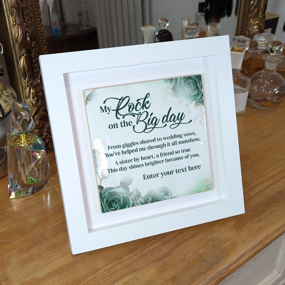 My Rock On The Big Day – Personalised Square Framed Ceramic Tile