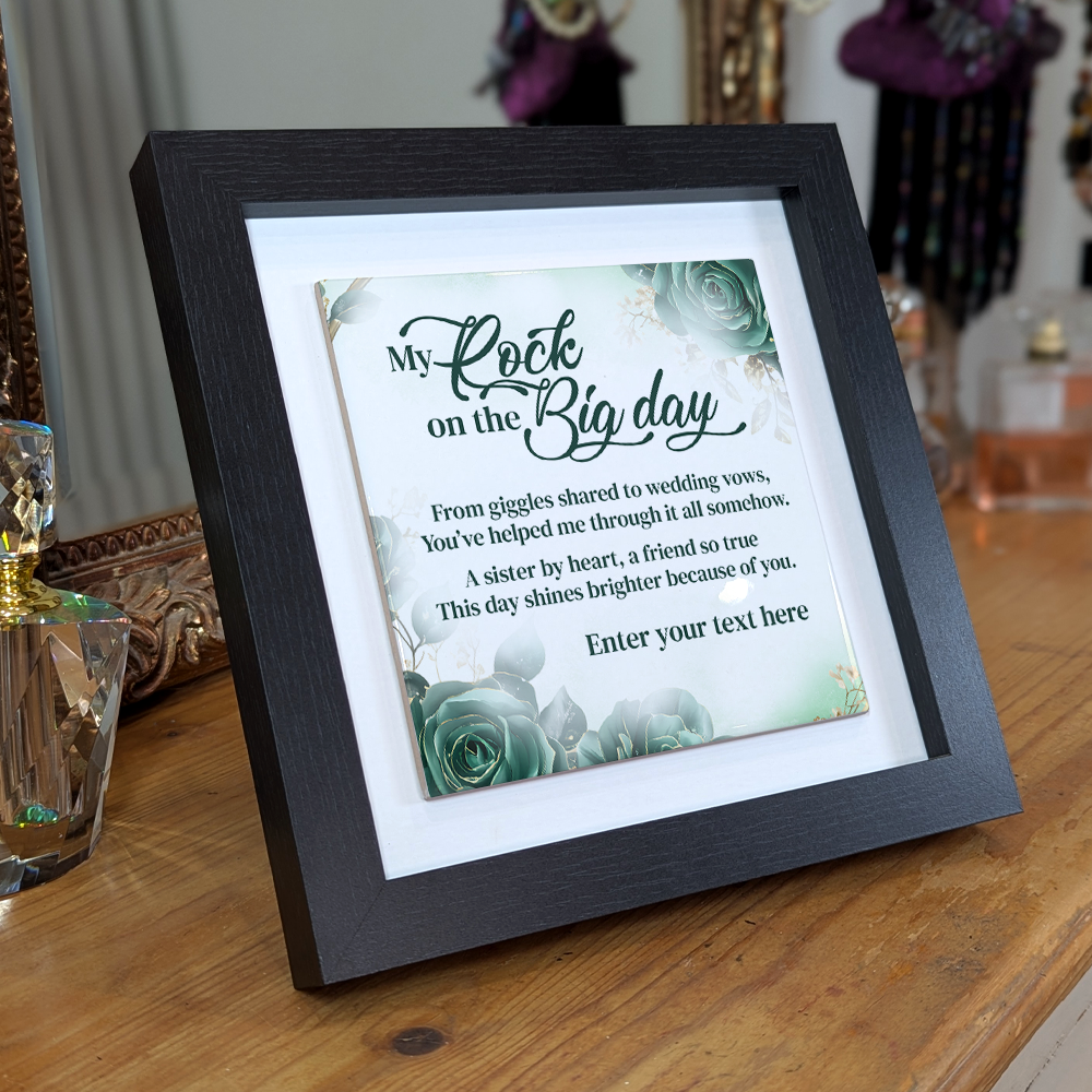 My Rock On The Big Day – Personalised Square Framed Ceramic Tile