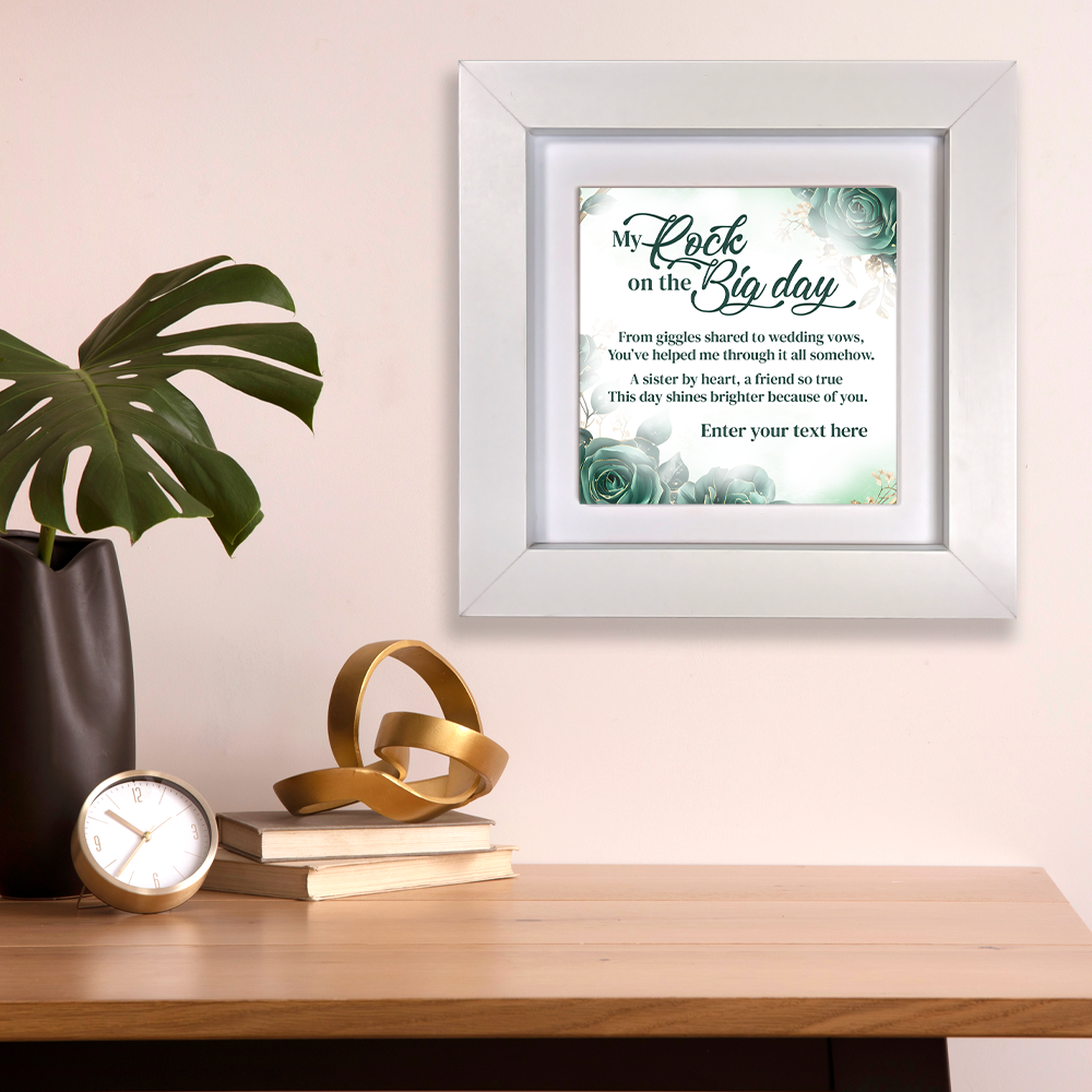 My Rock On The Big Day – Personalised Square Framed Ceramic Tile