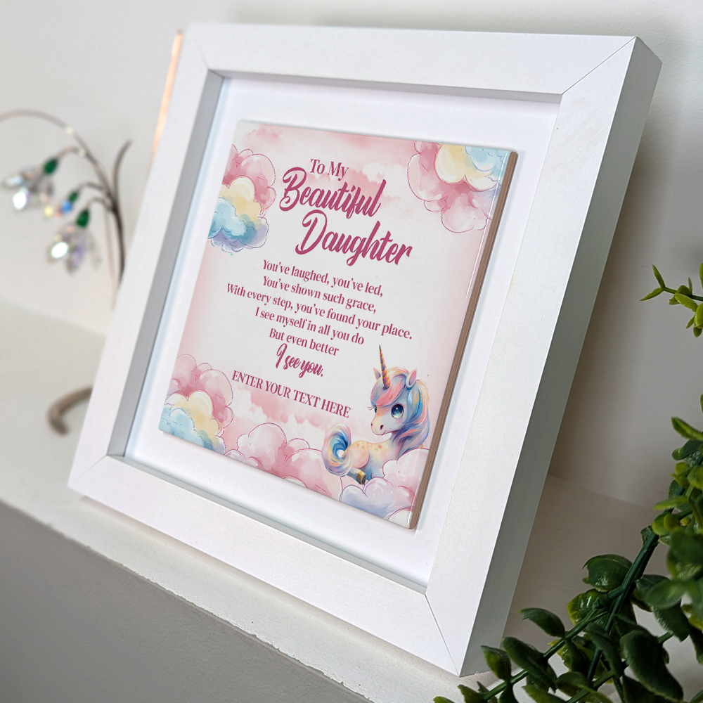 To My Beautiful Daughter – Personalised Square Framed Ceramic Tile