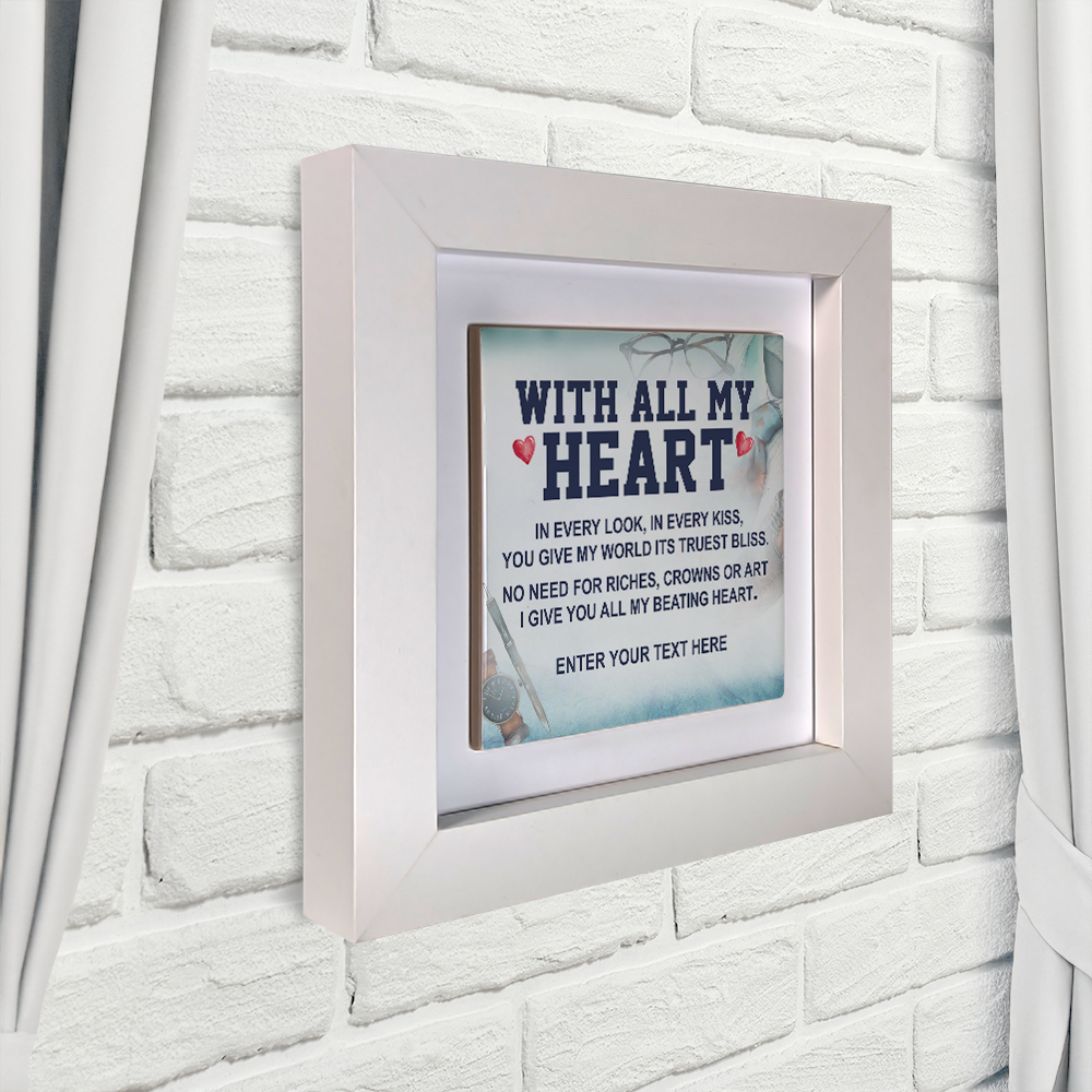 With All My Heart – Personalised Square Framed Ceramic Tile