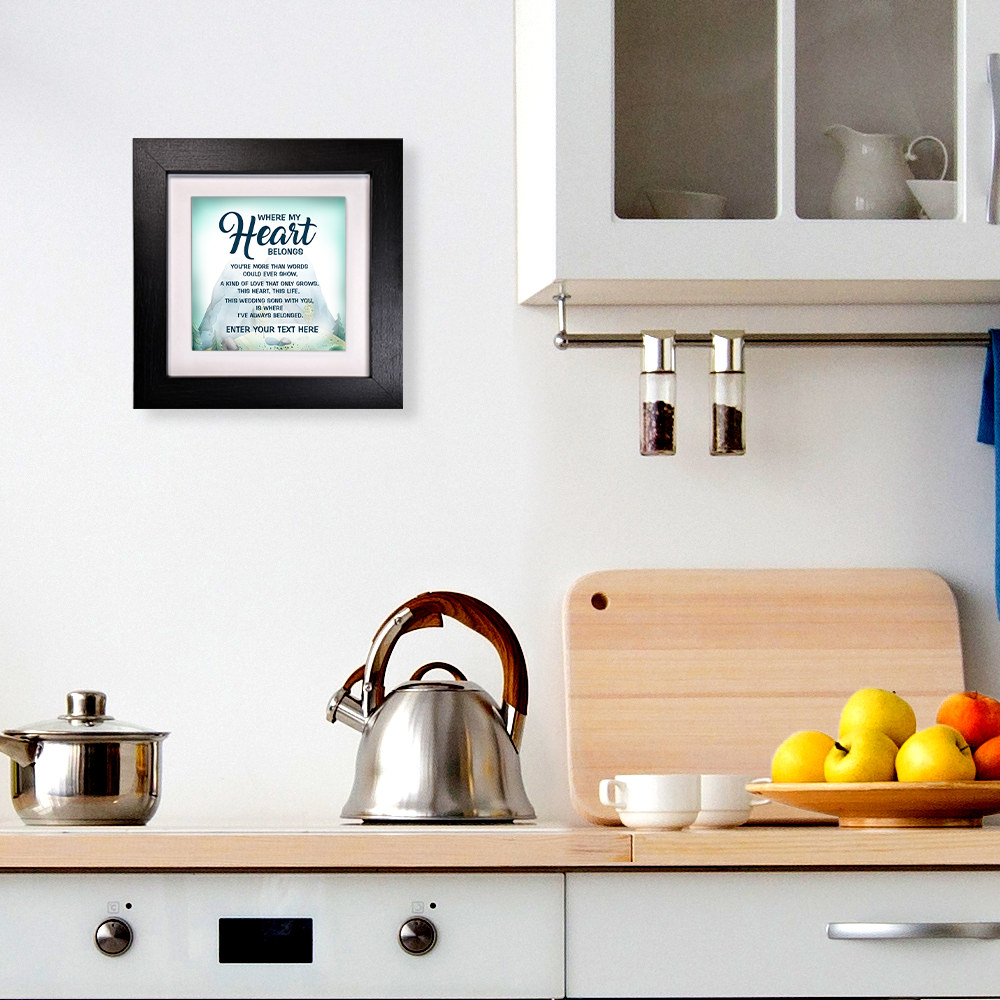 Where My Heart Belongs – Personalised Square Framed Ceramic Tile