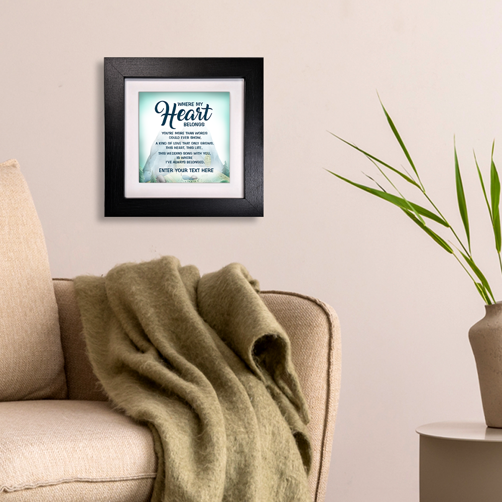Where My Heart Belongs – Personalised Square Framed Ceramic Tile