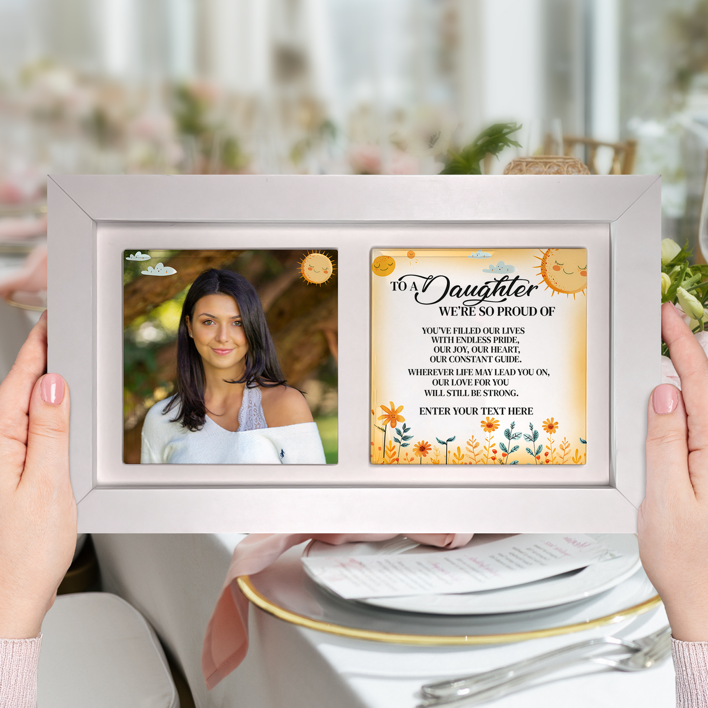 To A Daughter We're Proud Of – Personalised Ceramic Tiles in Landscape Frame