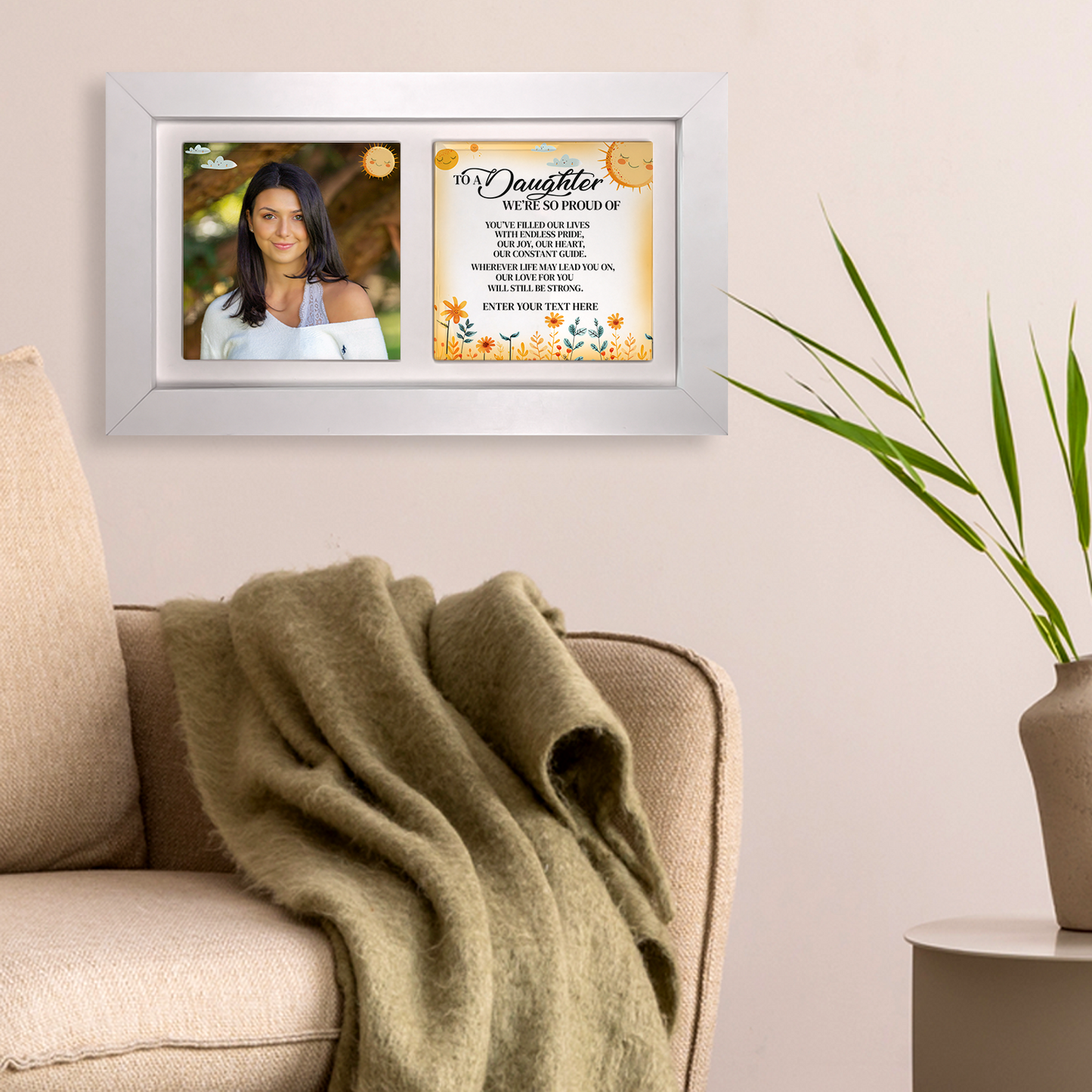 To A Daughter We're Proud Of – Personalised Ceramic Tiles in Landscape Frame