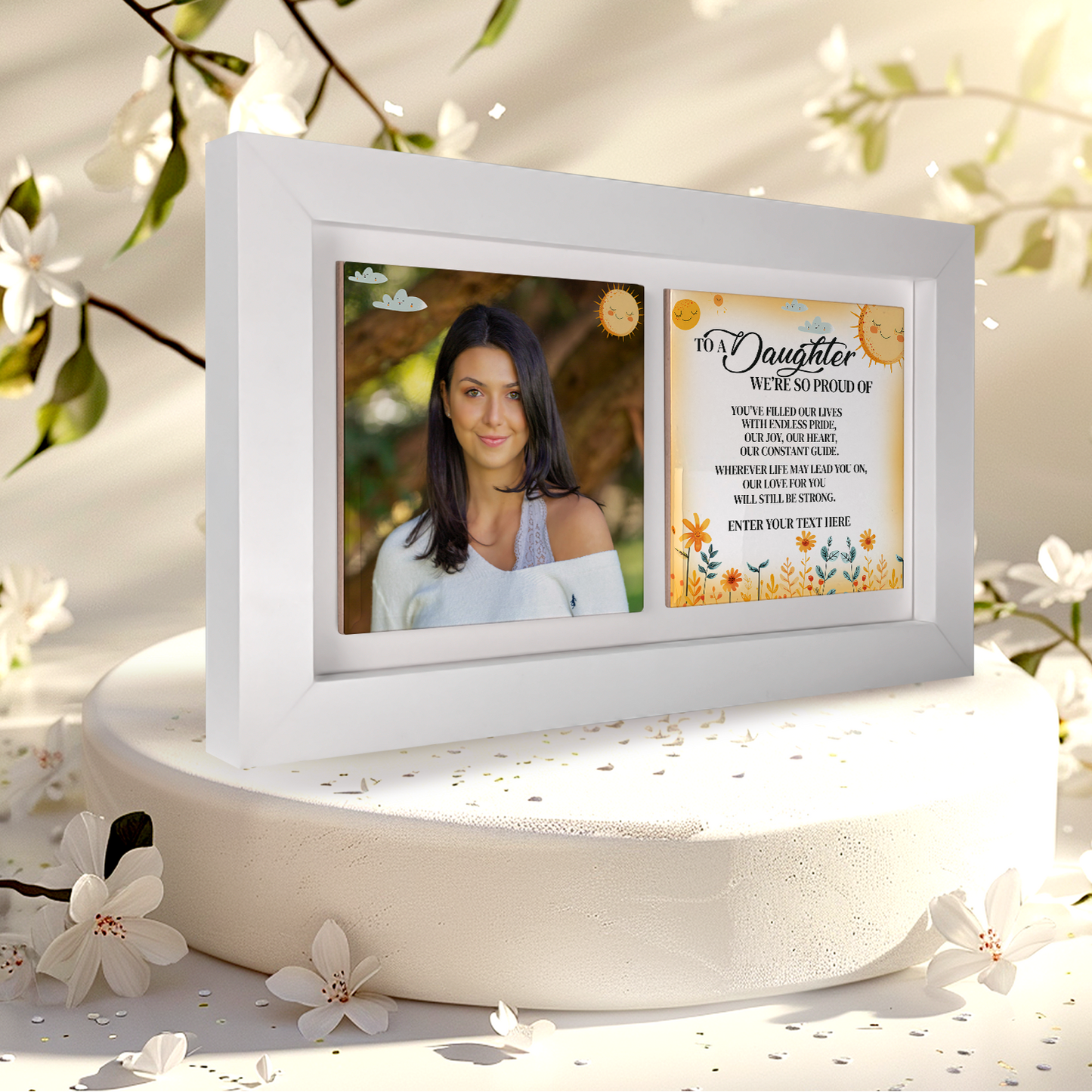 To A Daughter We're Proud Of – Personalised Ceramic Tiles in Landscape Frame