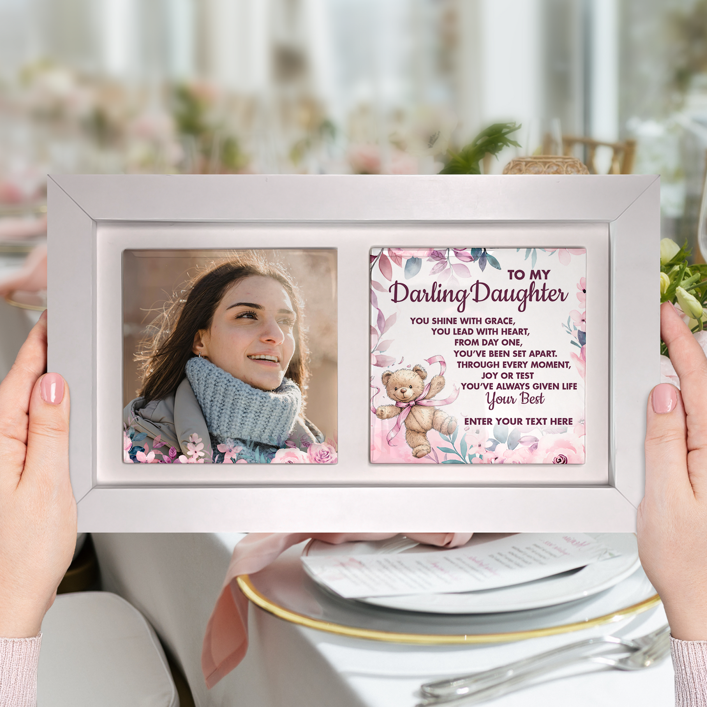 To My Darling Daughter – Personalised Ceramic Tiles in Landscape Frame