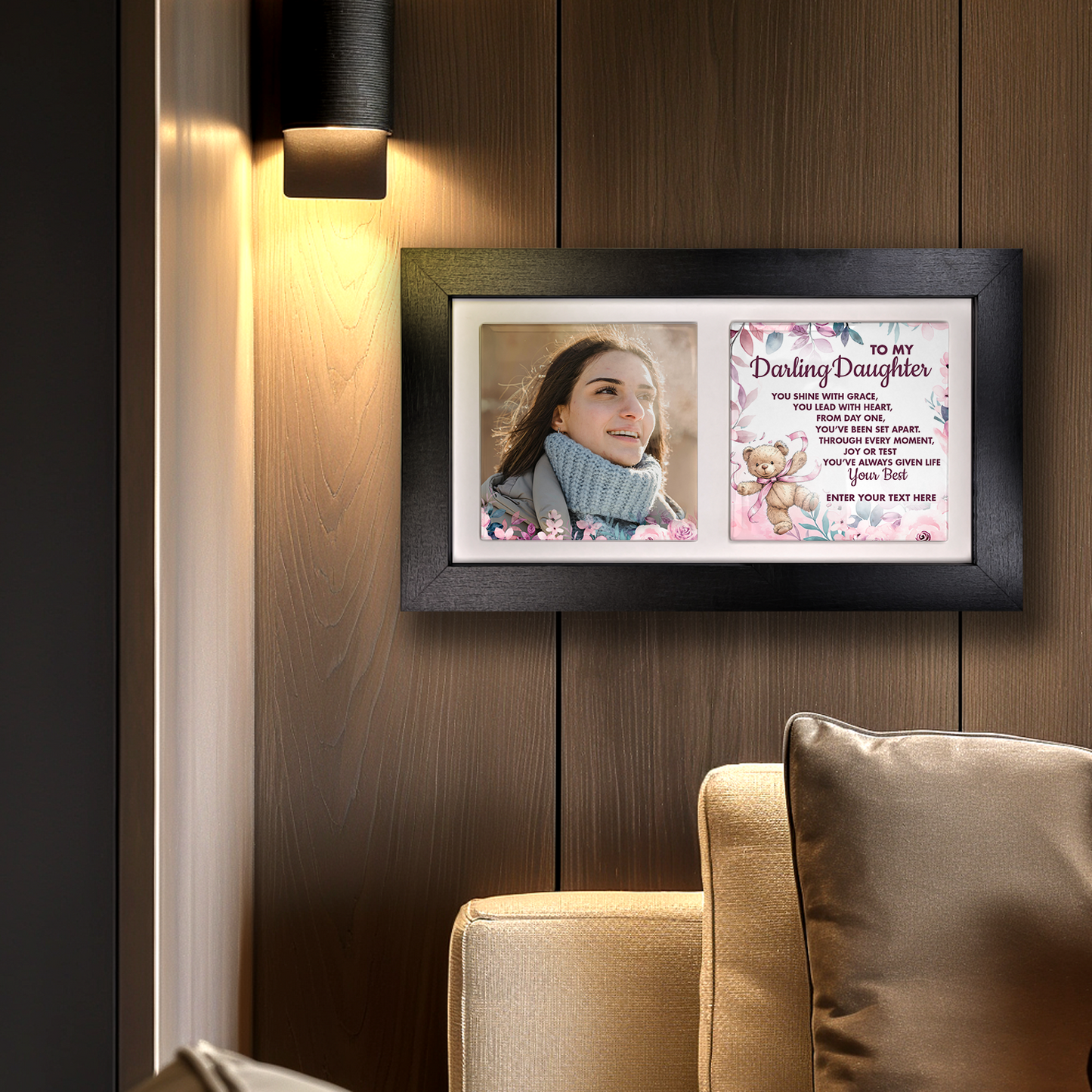To My Darling Daughter – Personalised Ceramic Tiles in Landscape Frame