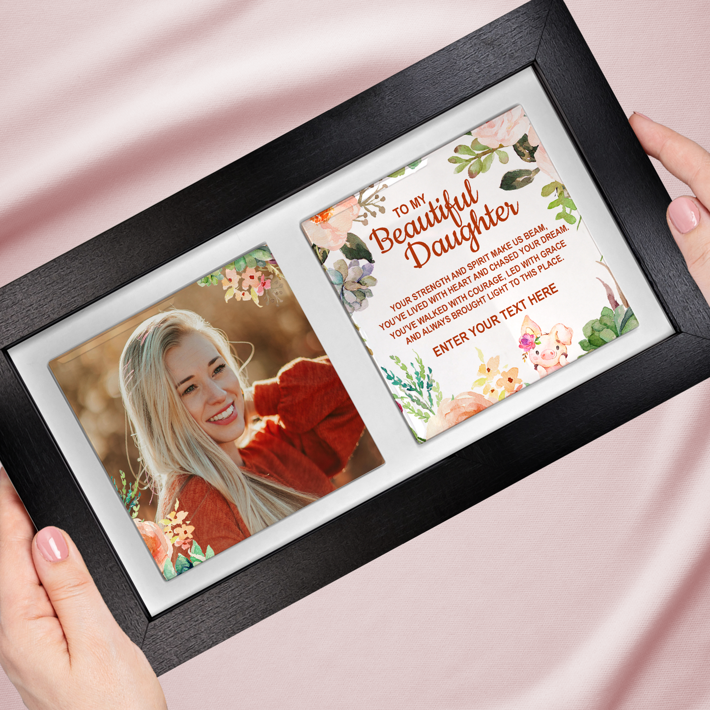 To My Beautiful Daughter – Personalised Ceramic Tiles in Landscape Frame