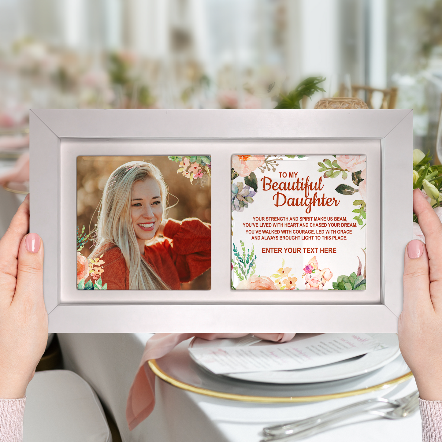 To My Beautiful Daughter – Personalised Ceramic Tiles in Landscape Frame