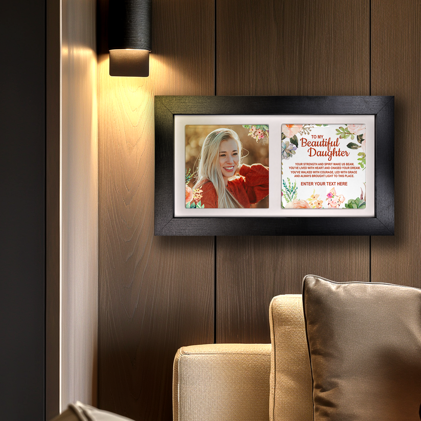 To My Beautiful Daughter – Personalised Ceramic Tiles in Landscape Frame