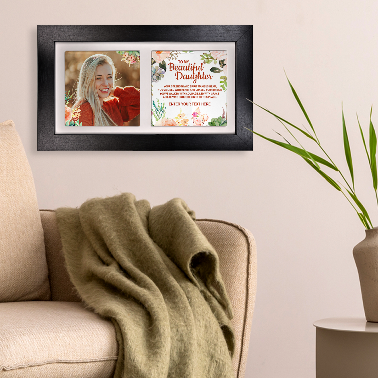 To My Beautiful Daughter – Personalised Ceramic Tiles in Landscape Frame